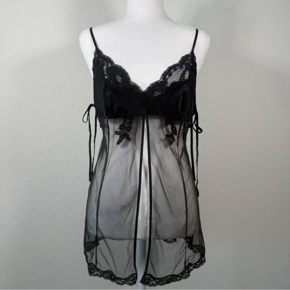 Victoria's Secret Sheer Black Lace Slip